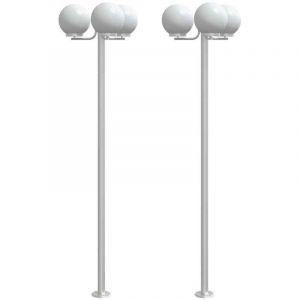 Lampadaire，Lampe sur pieds d'ext&eacute;rieur 3 pcs argent&eacute; 215 cm acier inoxydable CFW390105