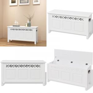 Vidaxl - Banc de rangement en style baroque pfdm blanc - Banc De Rangement - Banc Coffre - Mobilier Baroque - Meuble D'entrée - Décoration Intérieure
