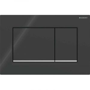 Plaque de d&eacute;clenchement wc Geberit Sigma20 (ex Sigma30) square pour rin&ccedil;agedouble touche: noir. chrom&eacute; brillant (115.883.KM.1)