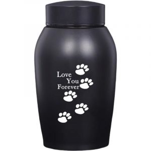 Urne funéraire pour chien - Urne funéraire pour chat - Je t'aimerai toujours - Acier inoxydable - Noir - Urne moderne - Urne funéraire - Urne à