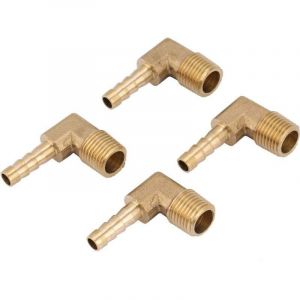 Ulisem Raccord coud&eacute; &agrave; filetage m&acirc;le en laiton, 4 pi&egrave;ces, raccord cannel&eacute; pour tuyau G1/4" 6 mm
