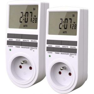 Prise Programmable Digitale avec Compte &agrave; rebours Minuterie Num&eacute;rique Journalier/Hebdomadaire Programmateur Prise Electrique avec Ecran LCD et Mode