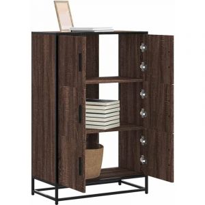Torana - Buffet haut chêne marron 68x35x106,5 cm bois ingénierie métal