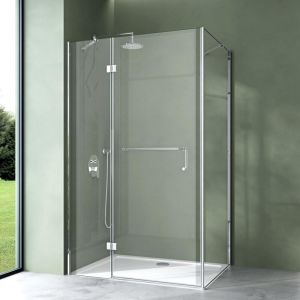 Mai&mai - Cabine de Douche en Angle 70X100cm Montage R&eacute;versible avec Une Porte Paroi de Douche en Verre Transparent de 6mm avec Rev&ecirc;tement Nano Easy