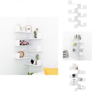 &Eacute;tag&egrave;res murales d'angle 2 pcs Blanc 40x40x50cm bois ing&eacute;nierie - Etagere Murale - &Eacute;tag&egrave;re D'angle - Rangement Mural - D&eacute;coration Murale - Meuble
