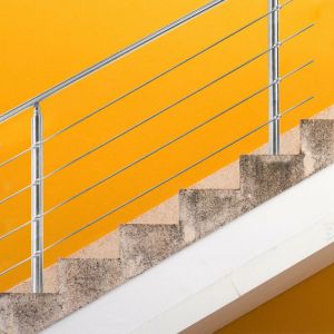 Vingo - swanew Rampe d'escalier acier inoxydable main courante balustrade Garde-corps argenté 120 cm 4 crossbars