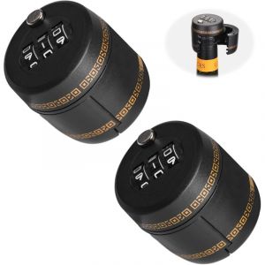 2 Pi&egrave;ces Bouteille de Vin Bouchon Plastique 3-Chiffres Mot de Passe Verouillage &agrave; Bouchon Serrure &agrave; Combinaison Bouchon &agrave; Vin Compatible pour