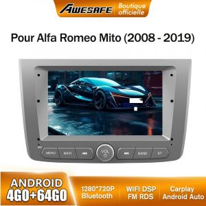 AWESAFE 4G Autoradio Android 13 pour ALFA ROMEO MITO (2008-2019) 4Go+64Go avec 7'' &Eacute;cran Tactile Carplay Android Auto GPS WiFi FM