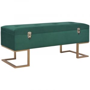 Bonnevie - Banc Coffre de rangement avec compartiment - Banquette Pouf 105 cm Vert Velours BV493528 - Vert