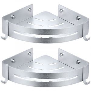 &Eacute;tag&egrave;re d'angle de douche 2 pi&egrave;ces, &eacute;tag&egrave;re de salle de bain sans per&ccedil;age, panier de douche, organisateur de shampoing en aluminium pour montage