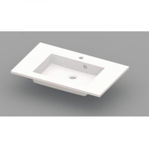 Nemo Spring Coste lavabo-plan de toilette 800 x 500 x 200 mm avec trop-plein blanc marbre de synth&egrave;se