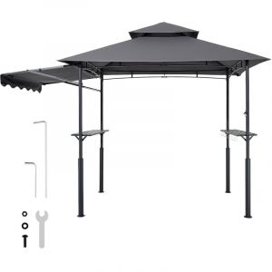 Mophorn Tonnelle de Barbecue 243x150 cm, Abri Extérieur avec Toit à Double Niveau, Structure en Acier Thermolaqué pour Grillades, Réunions,