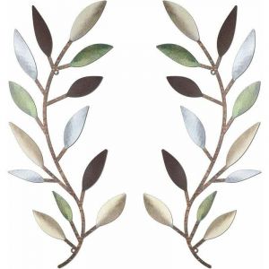 Feuille d'arbre en métal décoration murale vigne branche d'olivier feuille Art mural en fer forgé défilement au-dessus du lit, salon, décoration