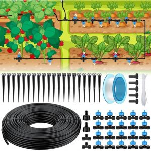 Pawfly Kit d'irrigation goutte-&agrave;-goutte 30M Quick-Connect Syst&egrave;me d'irrigation goutte-&agrave;-goutte pour jardin avec tuyau 4-6 mm Goutteur et accessoires