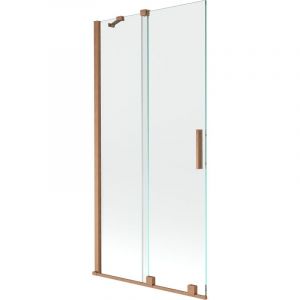 Velar écran de baignoire à 2 ailes coulissante 90 x 150 cm, transparent, Cuivre brossé - 896-090-000-01-65 - Mexen