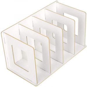 en Bois 4 Sections Bureau Livre Rack, Livres CD DVD Stand De Stockage &Eacute;tag&egrave;re Porte-Magazine Serre-Livres Bureau Transportant &Eacute;tag&egrave;res pour &Eacute;tudiants