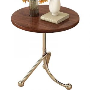 Table d'appoint ronde, petite table basse, table d'appoint en forme de C, marron, convient pour l'extérieur, petit espace, salon 51cm