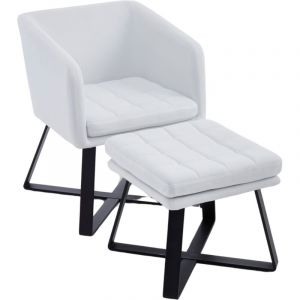 Wahson Office Chairs - Fauteuil de Salon Scandinave avec Repose Pieds Fauteuil Coiffeuse Rembourr&eacute;, Washon, Beige