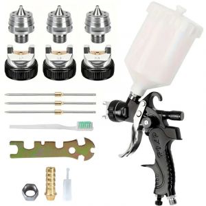 Professionnel Pistolet à Peinture Alimentation par Gravité 3 Buses 1,4mm 1,7mm 2,0mm Coupelle 600cc par gravité Meubles de Voiture Petit Pistolet de