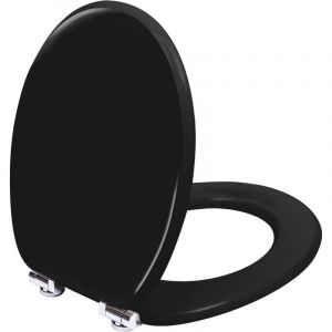 TODOT Abattant WC avec Frein de Chute Silencieux, Lunette de Toilette en Bois MDF, Finition Laquée Effet Miroir, Charnières Inox/Zinc Ajustables,