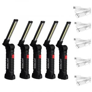 Rnemitery - 5Pcs Baladeuse de chantier cob Lampes cob Torche Rechargeable Lampe de Travail d'Inspection Flexible