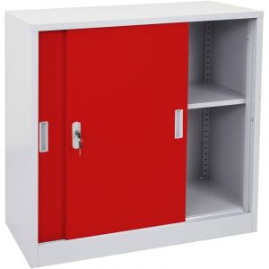 Caisson armoire de bureau en acier à portes coulissantes 90x90x45 cm rouge 040006411