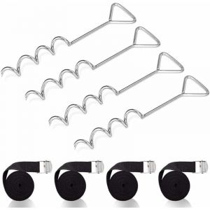 Set d'ancrage pour Trampoline, &Agrave; Toute &eacute;preuve Trampoline kit d'ancrage, Kit d'ancrage au Sol avec 4 Sardines et Sangles-LIAIKI