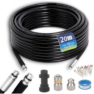 Tuyau D&eacute;boucheur Canalisation karcher 20M,180Bar 60℃, furet karcher compatible avec Adaptateurs pour K&auml;rhcer K2, K3, K4, K5, K6, K7 Accessoire