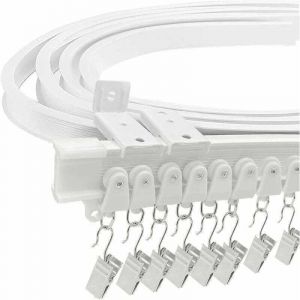 3M Rail Rideaux Tringle Rideau Flexible Rail de Rideau Flexible avec 24 Crochet de rideau et 24 Poulie pour Balcon Baie Vitr&eacute;e Salon Baignoire