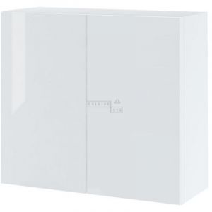Meuble haut de cuisine Bellissi Blanc Brillant 2 portes L 80 cm - Porte avec poign&eacute;e int&eacute;gr&eacute;e White