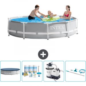 Intex - Piscine ronde à cadre prisme 305 x 76 cm - Grise - Incluse Accessoire CB65