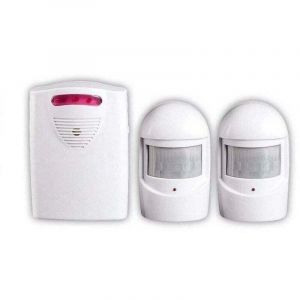 Syst&egrave;mes S&eacute;curit&eacute; Alarme, 1 R&eacute;cepteur et 2 D&eacute;tecteurs de Mouvement PIR R&eacute;sistant Intemp&eacute;ries pour Cour / Garage / Grange,Kit Sir&egrave;ne sans Fil pour