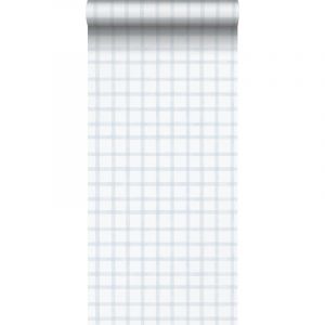 Sanders&sanders - papier peint &agrave; carreaux bleu clair et blanc