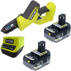 RY18PSX10A tronçonneuse sans fil 18 v 10 cm Brushless + 2x batterie 5,0 Ah + chargeur - Ryobi