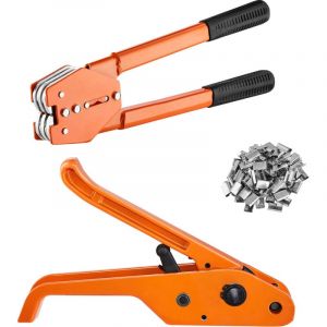 Kit de cerclage Banding avec outil de tension, outil de scellage, bande pet de 1000 pieds, 300 joints métalliques, solution complète de cerclage