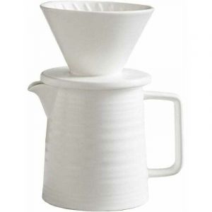 Ensemble de cafetière 500 ml, goutteur et décanteur en céramique V60 de qualité supérieure, cafetière à filtre domestique 1-2 tasses (blanc)