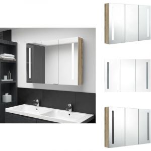 Vidaxl - Armoire de salle de bain à miroir led 89x14x62 cm chêne - Meuble De Salle De Bain - Armoire De Salle De Bain - Armoire à Pharmacie