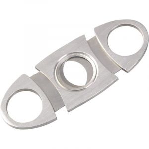Coupe-cigares de poche &agrave; double guillotine en acier inoxydable, argent&eacute;