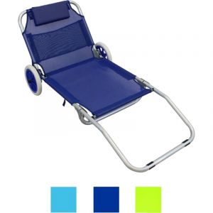 Cosma - Plages de chariot pliant en acier avec roues et appuie-t&ecirc;te