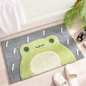 Tapis de Bain, Absorbant Antidérapant Doux et Agréable pour La Peau Tapis Salle de Bain Grenouille Motifs 45x65 cm