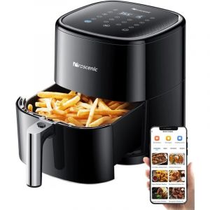 T22 Friteuse sans huile,Friteuse à air 5,0L en acier inoxydable avec l'écran led tactile, 11 programmes prédéfinis/ Cuisiner personnalisé/ Multiple