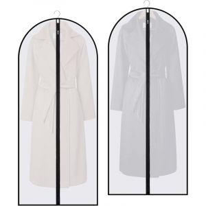 Lot de 2 Housses pour Robes Longues 60x140 cm, Transparentes et Imperm&eacute;ables, avec Fermeture &Eacute;clair