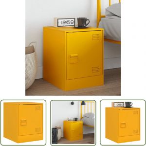 Table de chevet jaune moutarde 34,5x39x44 cm acier - Table De Chevet - Meuble De Chambre - Commode - Étagère Murale - Rangement Intérieur - The