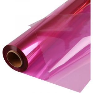 Rouleau de papier cellophane rose D&eacute;pli&eacute; 80 cm de large x 1 m de long Rose translucide de 0.05 mm d'&eacute;paisseur Cadeaux, paniers, friandises D&eacute;coration