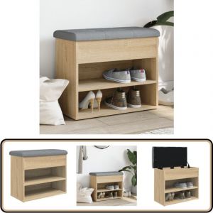 Banc &agrave; chaussures ch&ecirc;ne sonoma 62x32x50 cm bois d'ing&eacute;nierie - Banc Chaussure - Banc Entr&eacute;e - Rangement Chaussures - Meuble Salle D'entr&eacute;e - Banc