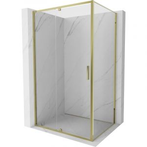 Mexen - Exo cabine de douche pivotante 140 x 80 cm, transparente, dorée - 819-140-080-50-00