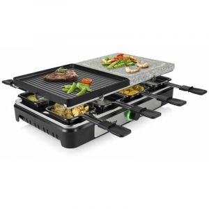Tristar Ensemble Gourmet et Stone Grill RA-2747 - Appareil à raclette 5 en 1 avec plaque de grill réversible pour 8 personnes - Plancha, Stone Grill,