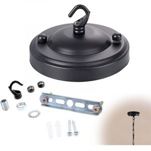 Rosace de Plafond M&eacute;tal Noir Auvent de Plafond Rosace Plafond Luminaire Plafond Avec Accessoire pour Suspension Plaque de Plafond Vintage,Plantes