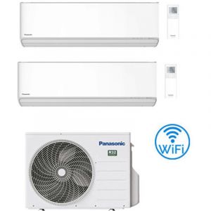 Climatiseur Panasonic s&eacute;rie Etherea blanc mat Wifi R32 Dual Split Inverter 9000 + 12000 BTU avec UE CU-2Z50TBE Classe A+++/A++
