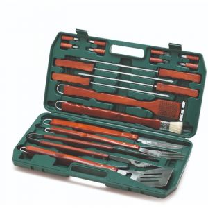 01853 Ensemble d'ustensiles de cuisine pour barbecue dans un coffret en acier 12 pi&egrave;ces - Ompagrill